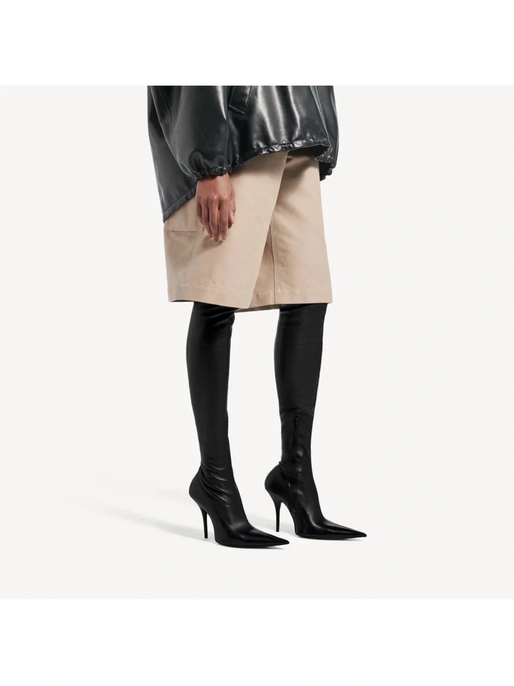 41 US9.5 Bianca Di 🇮🇹Italy Thigh High Boots As Leather 28”Shaft Heel Pointed Toe